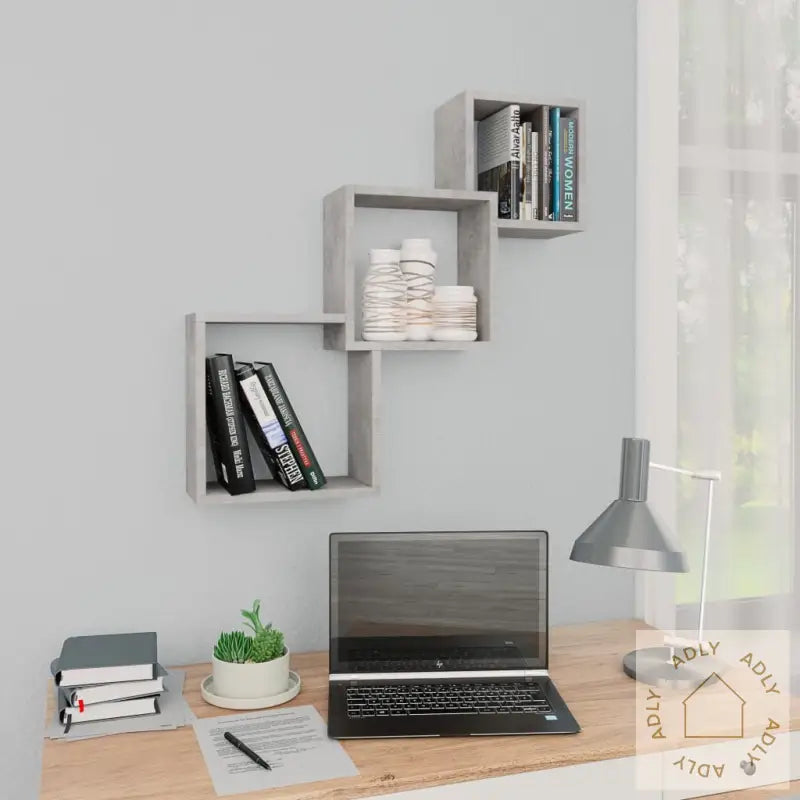 Vegghyller Kubeformet Betonggrå 68X15X68 Cm Konstruert Tre