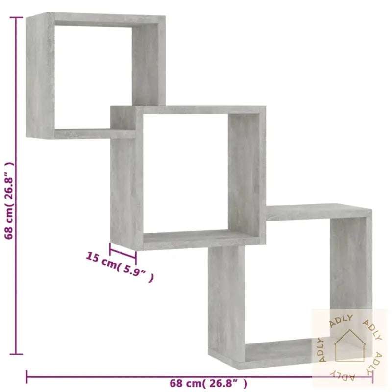 Vegghyller Kubeformet Betonggrå 68X15X68 Cm Konstruert Tre