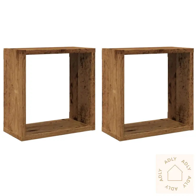 Vegghyller Kube 2 Stk Gammelt Tre 30X15X30 Cm Konstruert Tre
