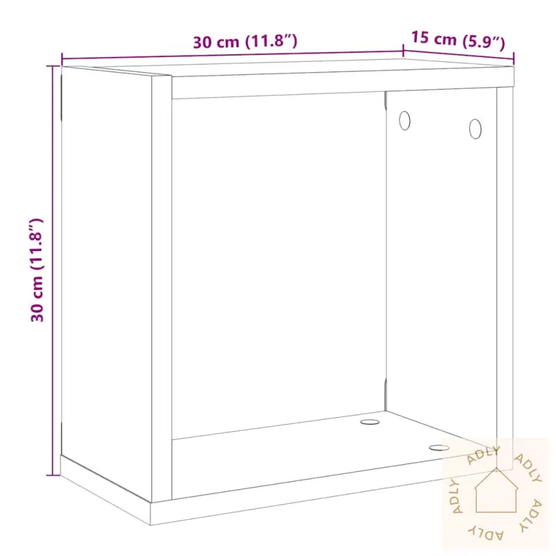 Vegghyller Kube 2 Stk Artisan Eik 30X15X30 Cm Konstruert Tre