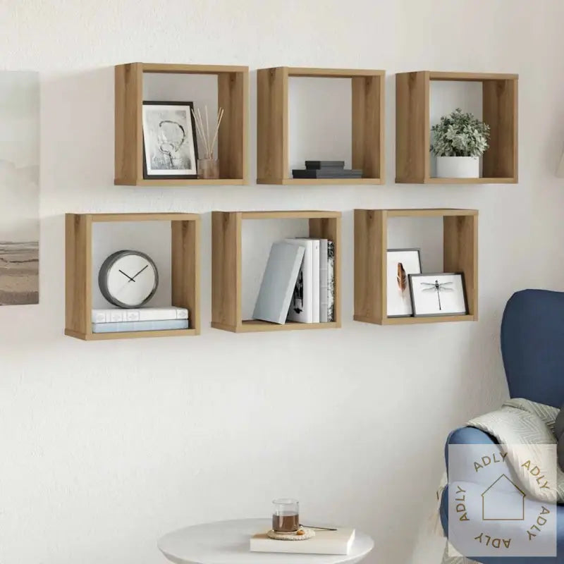 Vegghyller Kube 6 Stk Artisan Eik 30X15X30 Cm Konstruert Tre