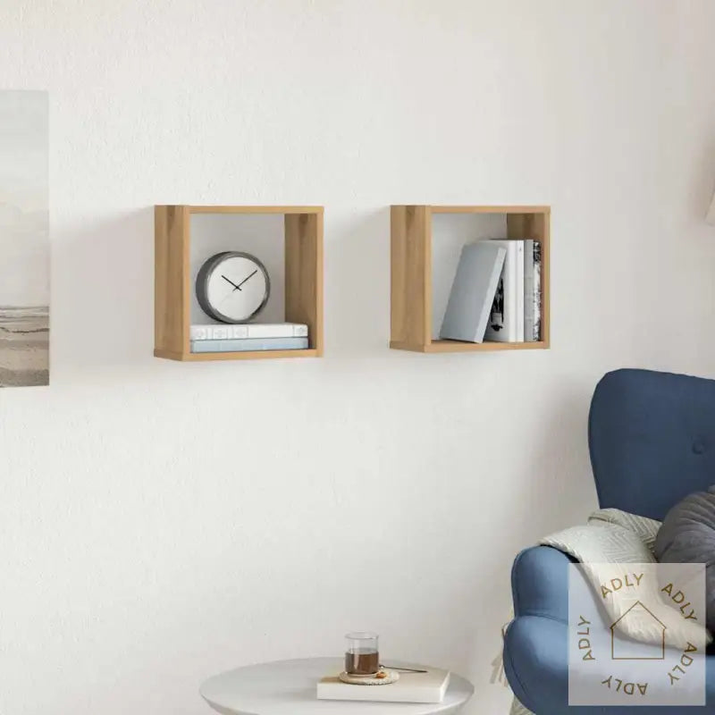 Vegghyller Kube 2 Stk Artisan Eik 30X15X30 Cm Konstruert Tre