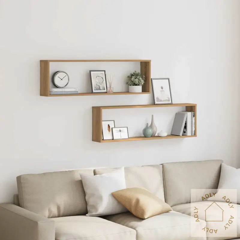 Vegghyller Kube 2 Stk Artisan Eik 100X15X30 Cm Konstruert Tre