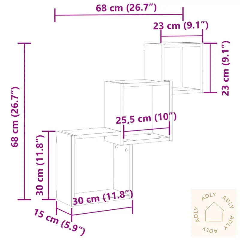 Vegghyller Kubeformet Artisan Eik 68X15X68 Cm Konstruert Tre