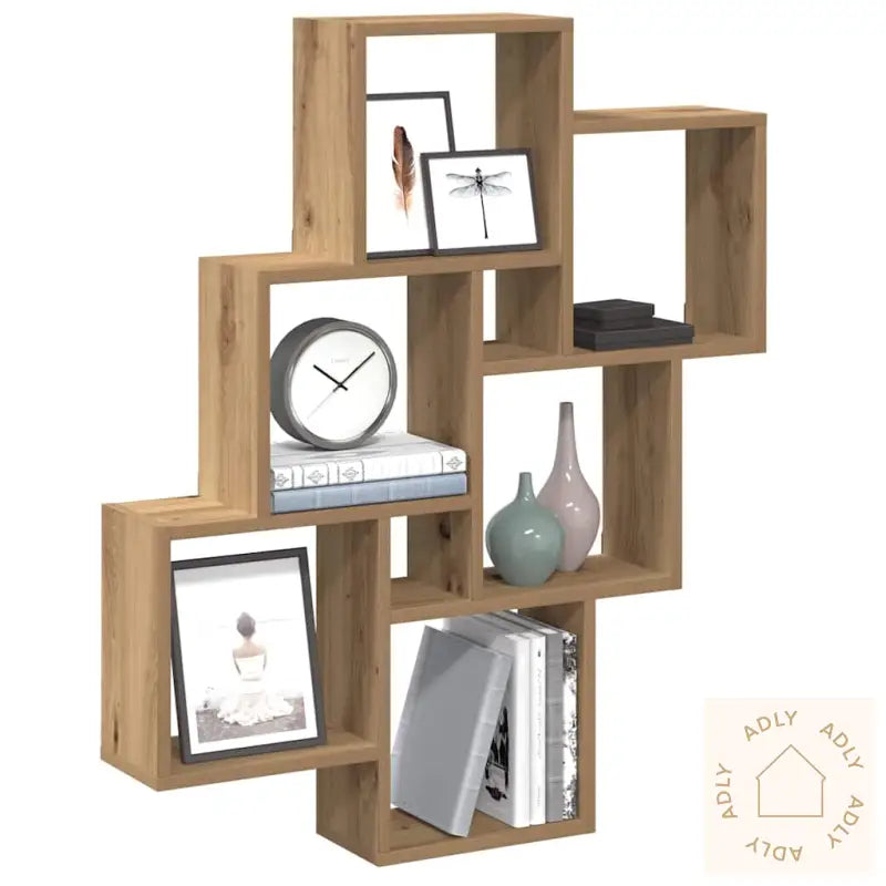 Vegghylle Kubeformet Artisan Eik 78X15X93 Cm Konstruert Tre