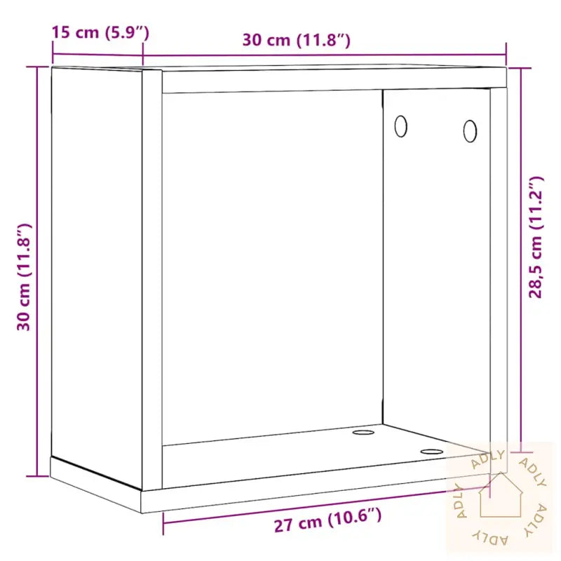 Vegghyller Kube 6 Stk Svart Eik 30X15X30 Cm Konstruert Tre