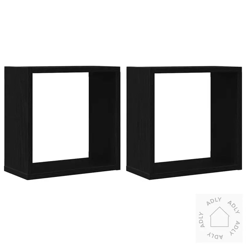 Vegghyller Kube 2 Stk Svart Eik 30X15X30 Cm Konstruert Tre