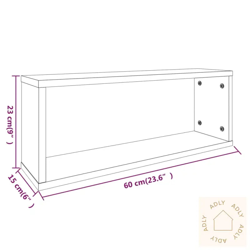 Vegghyller Kube 6 Stk Røkt Eik 60X15X23 Cm Konstruert Tre