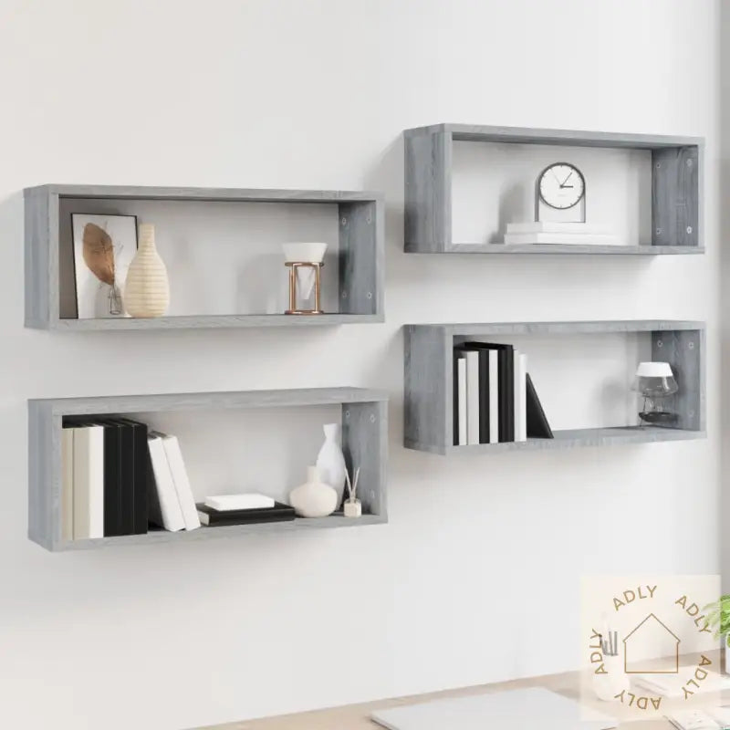 Vegghyller Kube 4 Stk Grå Sonoma 60X15X23 Cm Konstruert Tre