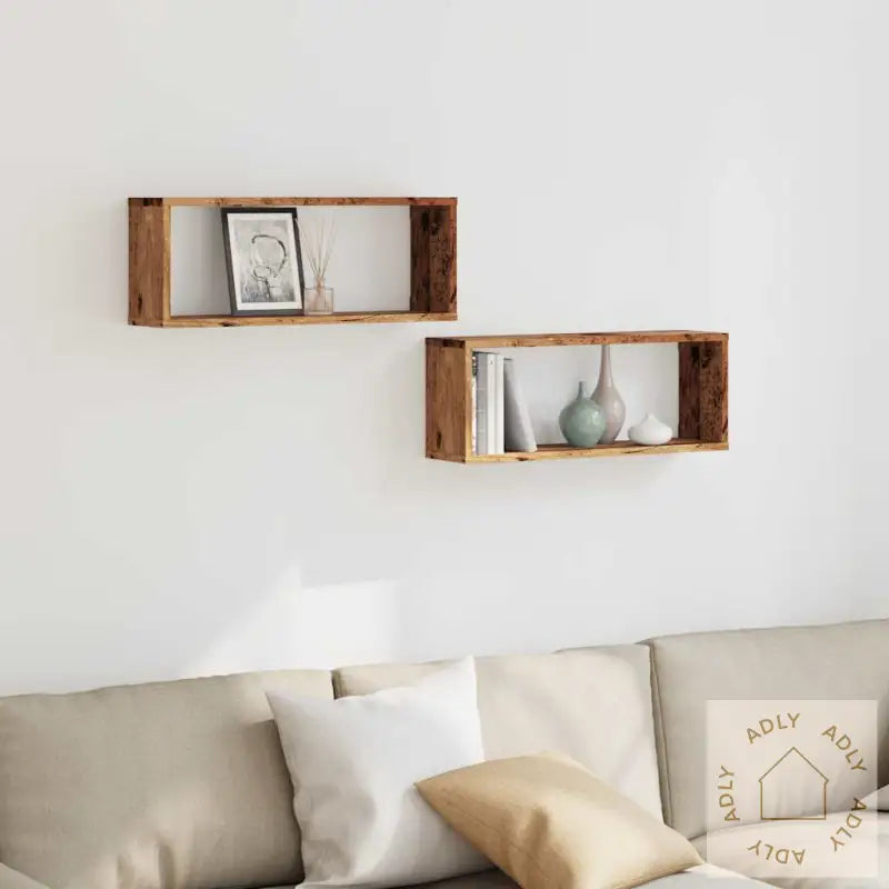 Vegghyller Kube 2 Stk Gammelt Tre 60X15X23 Cm Konstruert Tre