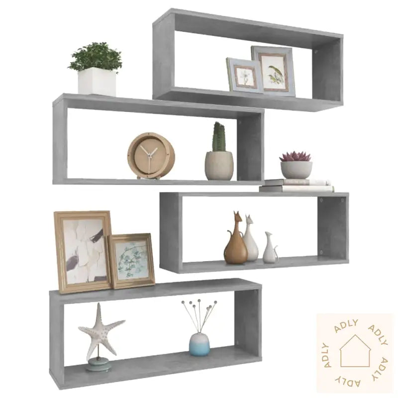 Vegghyller Kubeformet 4 Stk Betonggrå 60X15X23 Cm Sponplate