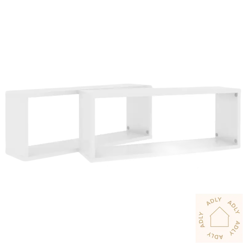White kubeformede vegghyller solide for oppbevaring og dekor, wall-mounted shelf set