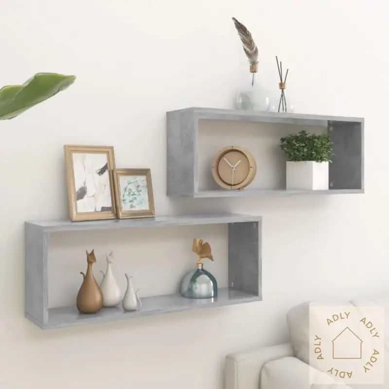 Vegghyller Kubeformet 2 Stk Betonggrå 60X15X23Cm Konstruert Tre