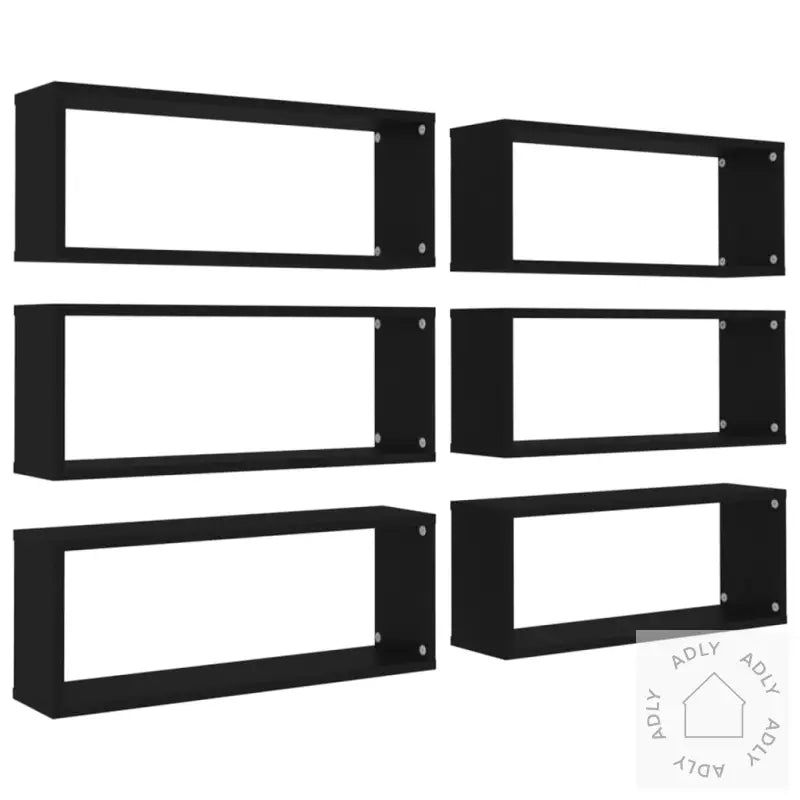 Vegghyller Kubeformet 6 Stk Svart 60X15X23 Cm Konstruert Tre