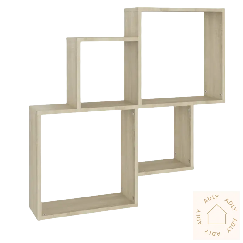 Wooden kubeformet vegghylle i sonoma eik for moderne oppbevaring i hagemøbler stil