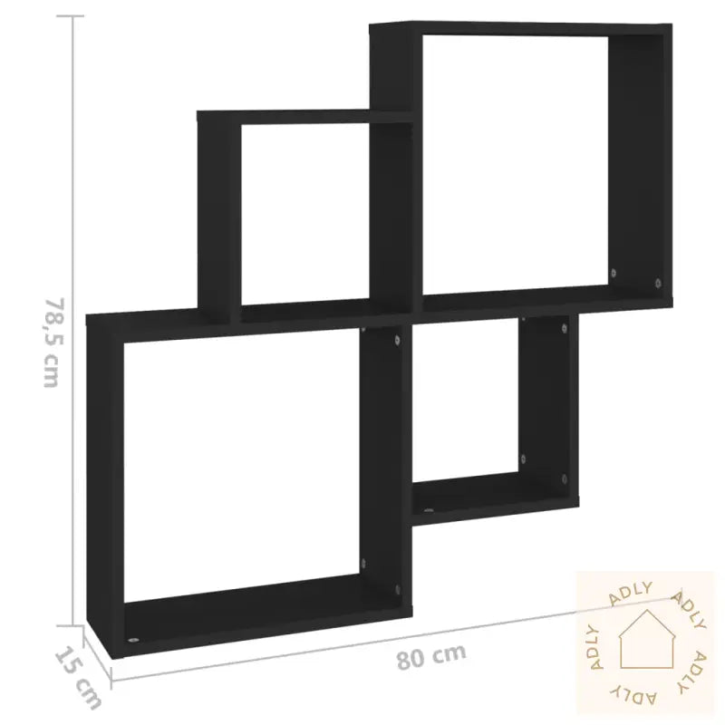 Kubeformet Vegghylle Svart 80X15X78,5 Cm Konstruert Tre