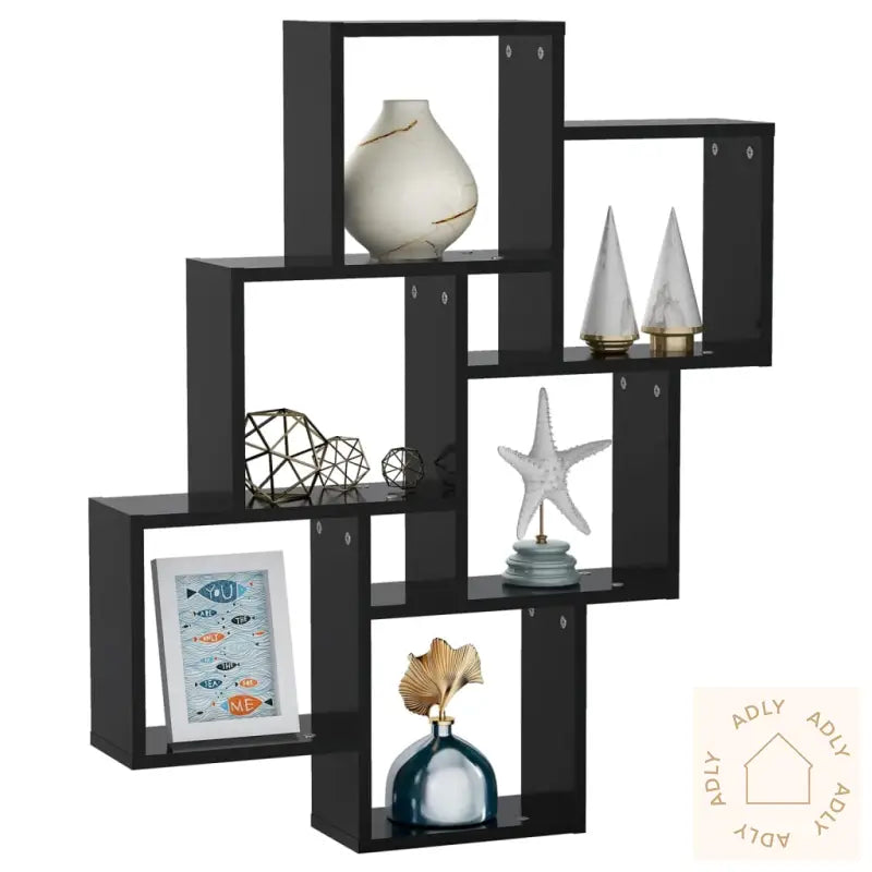 Kubeformet Vegghylle Svart 78X15X93 Cm Sponplate