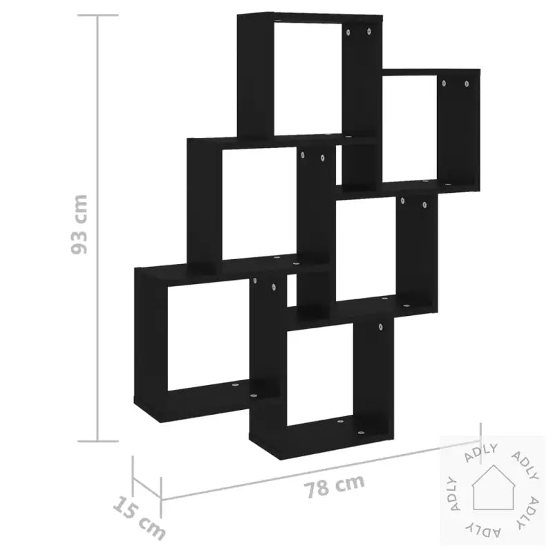 Kubeformet Vegghylle Svart 78X15X93 Cm Sponplate