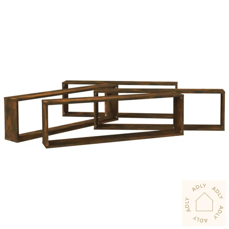 Vegghyller Kube 4 Stk Røkt Eik 100X15X30 Cm Konstruert Tre
