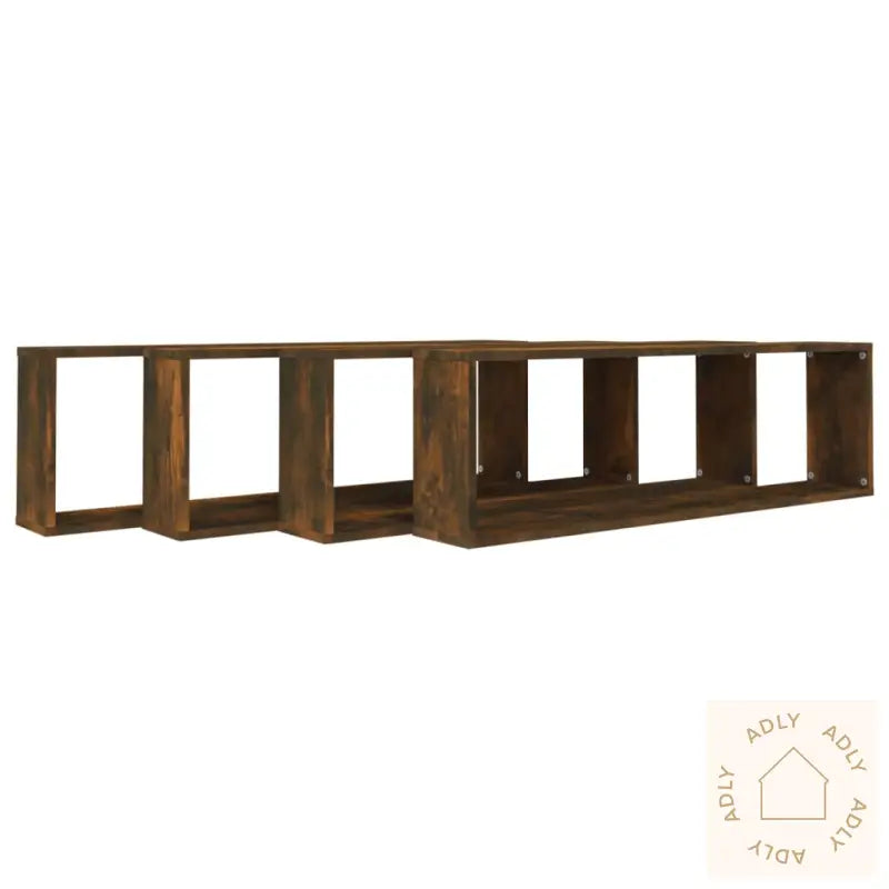 Vegghyller Kube 4 Stk Røkt Eik 100X15X30 Cm Konstruert Tre
