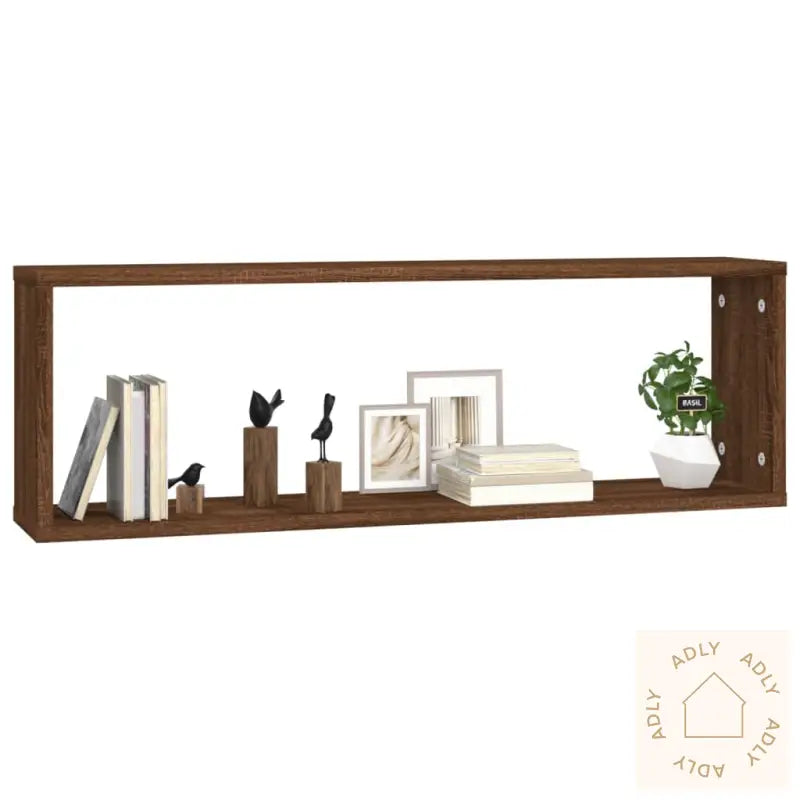 Vegghyller Kube 2 Stk Brun Eik 80X15X26,5 Cm Konstruert Tre