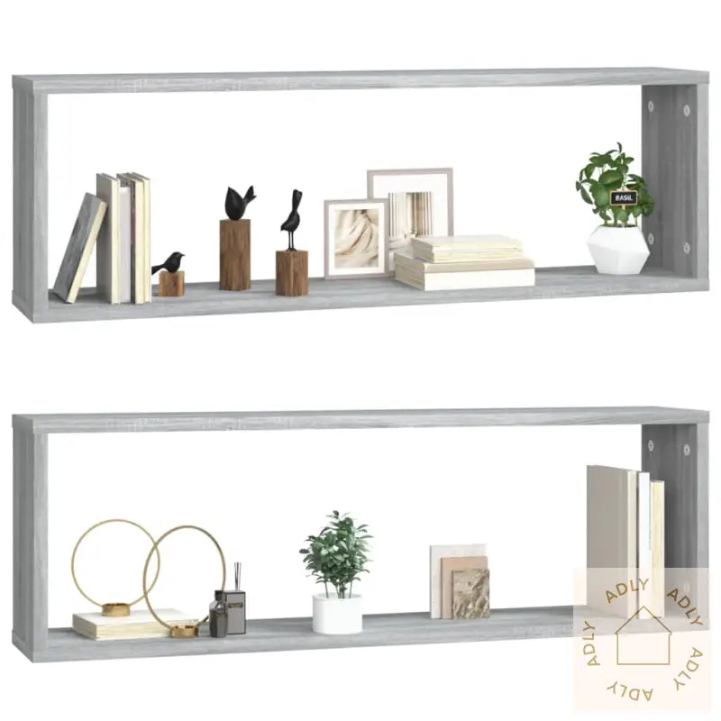 Vegghyller Kube 2 Stk Grå Sonoma 80X15X26,5 Cm Konstruert Tre