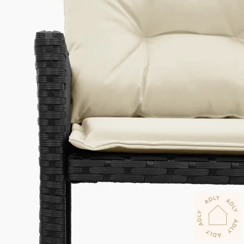 Hagesofa Med Bord Og Puter L-Formet Svart Polyrotting