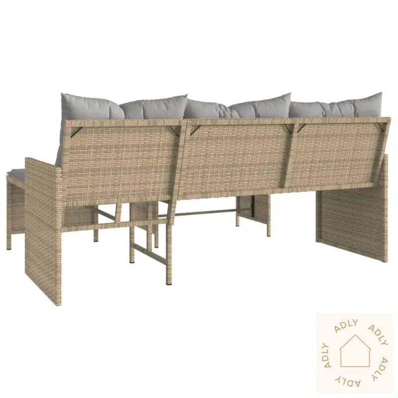 Hagesofa Med Bord Og Puter L-Formet Blandet Beige Polyrotting