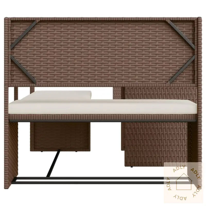 Hagesofa Med Bord Og Puter L-Formet Brun Polyrotting