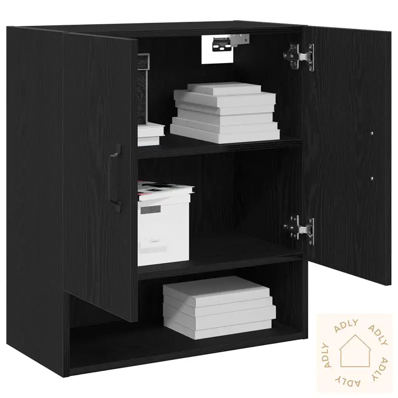 Veggskap Svart Eik 60X30X70 Cm Laget Av Tre