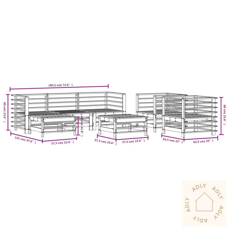 Hagesofagruppe 7 Deler Impregnert Furu