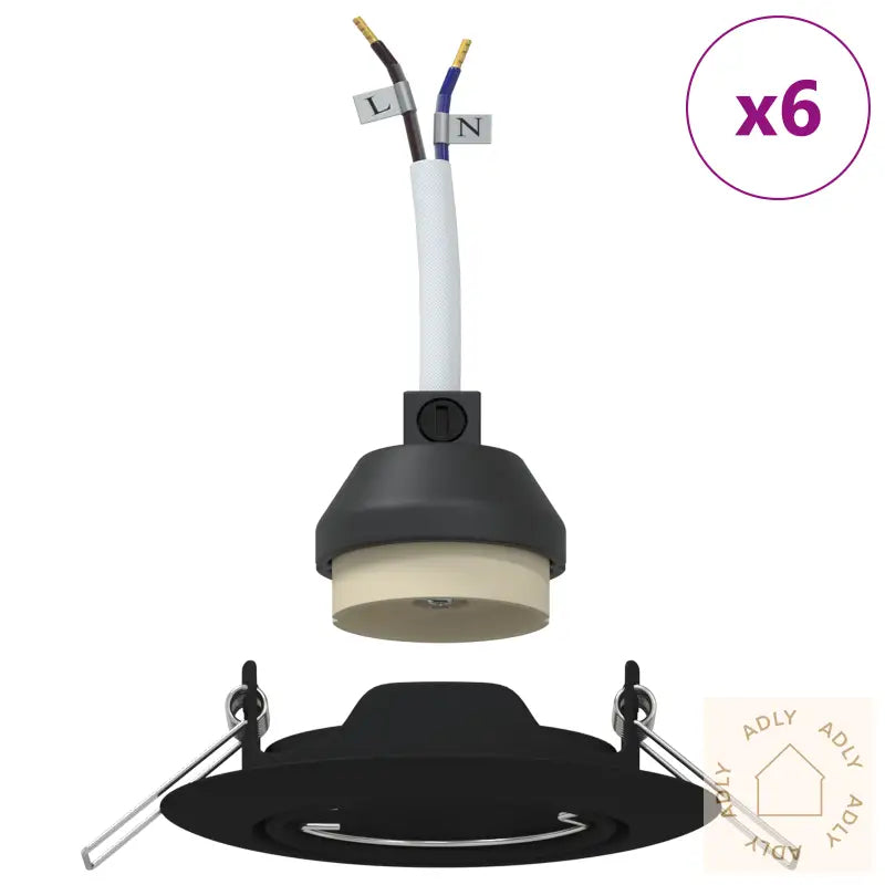 Recessed Spotlights 6 Stk Runde Gu10 Svart Ø90 Mm Stål