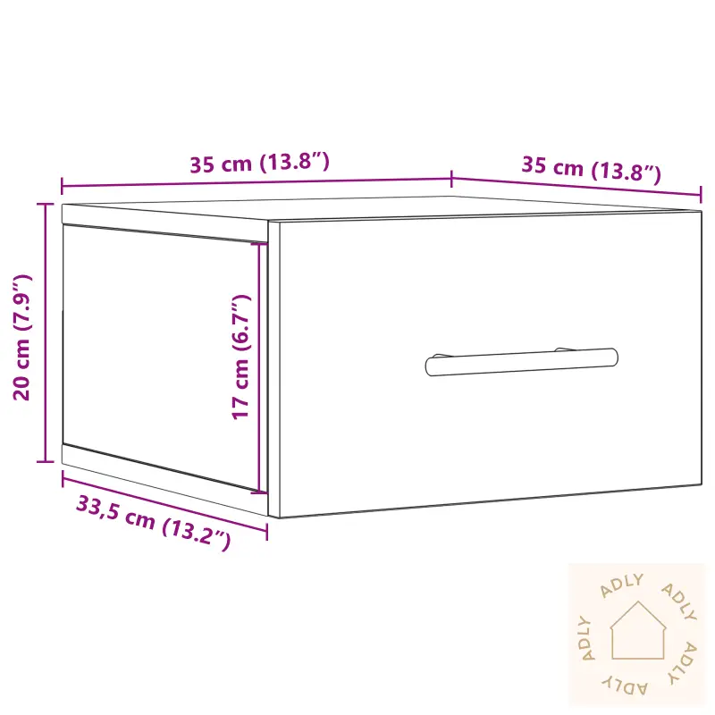 Kantskap Vegghengt Svart Eik 35X35X20 Cm