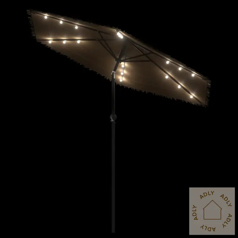Hageparasoll Med Led Med Stålstang Brun 223X223X213 Cm
