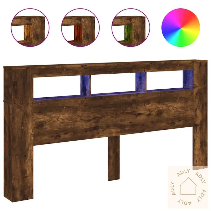 Sengegavl Med Led Røkt Eik 200X18,5X103,5 Cm Konstruert Tre