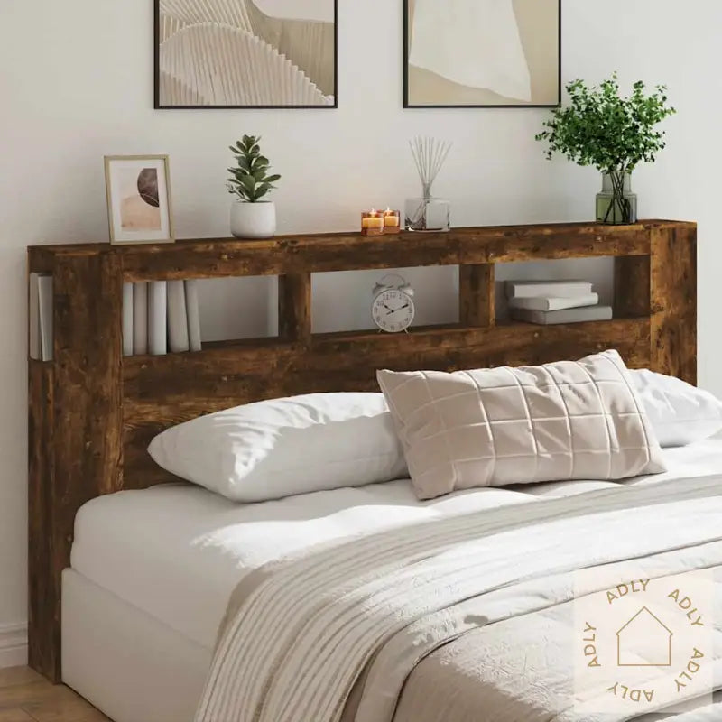 Sengegavl Med Led Røkt Eik 200X18,5X103,5 Cm Konstruert Tre