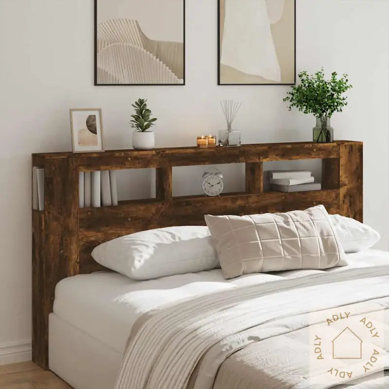 Sengegavl Med Led Røkt Eik 200X18,5X103,5 Cm Konstruert Tre