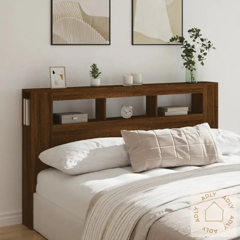 Sengegavl Med Led Brun Eik 180X18,5X103,5 Cm Konstruert Tre