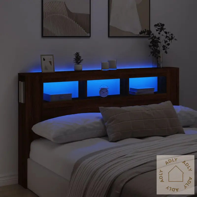 Sengegavl Med Led Brun Eik 180X18,5X103,5 Cm Konstruert Tre