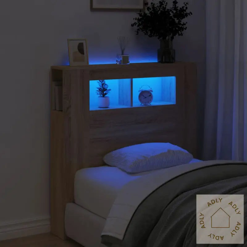 Sengegavl Med Led Sonoma Eik 100X18,5X103,5 Cm Konstruert Tre
