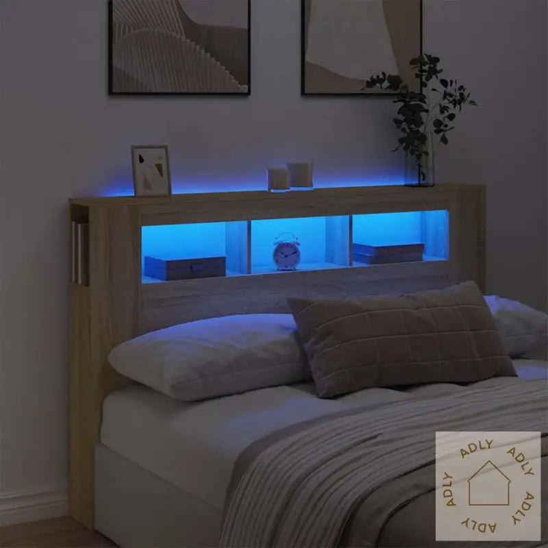 Sengegavl Med Led Sonoma Eik 160X18,5X103,5 Cm Konstruert Tre