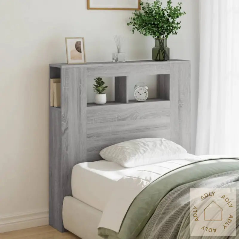 Sengegavl Med Led Grå Sonoma 100X18,5X103,5 Cm Konstruert Tre