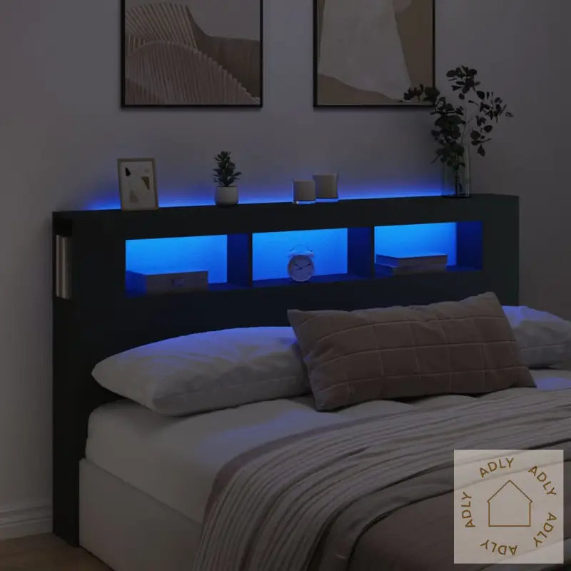 Sengegavl Med Led Svart 180X18,5X103,5 Cm Konstruert Tre