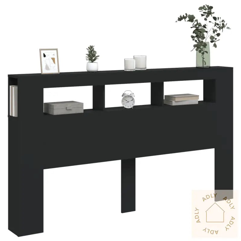 Sengegavl Med Led Svart 180X18,5X103,5 Cm Konstruert Tre