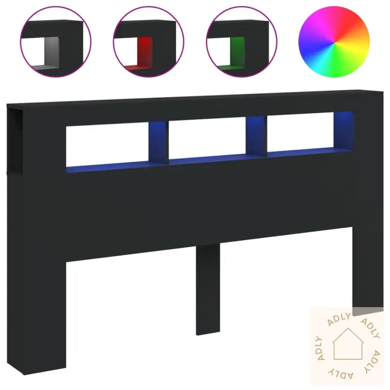 Sengegavl Med Led Svart 180X18,5X103,5 Cm Konstruert Tre
