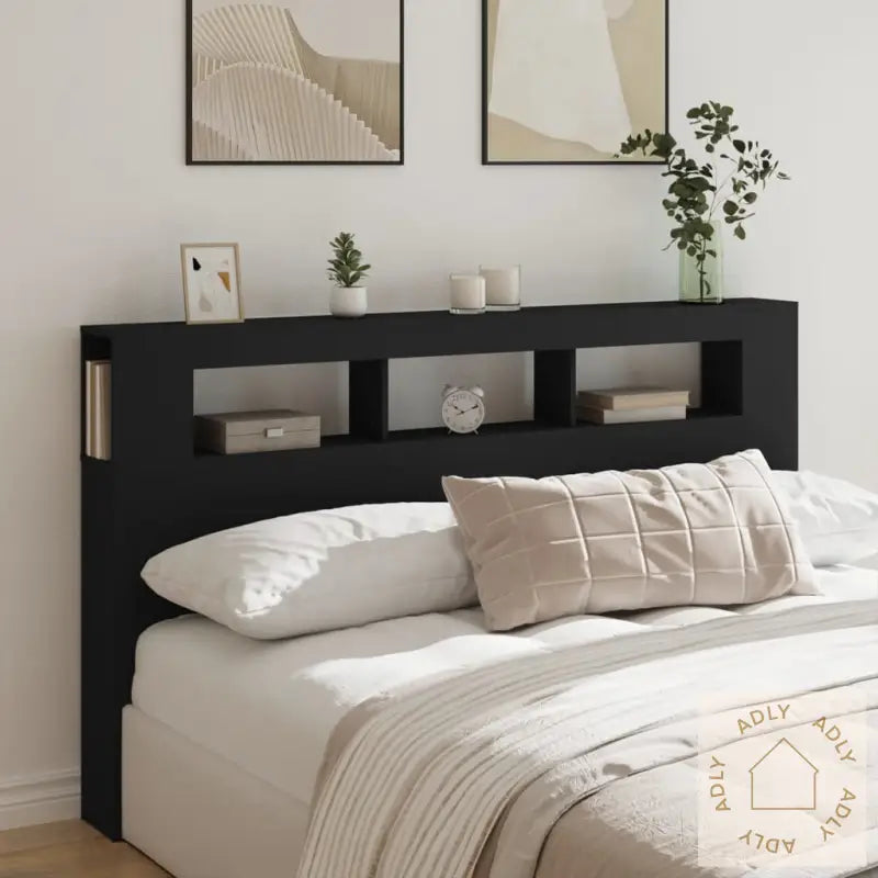 Sengegavl Med Led Svart 180X18,5X103,5 Cm Konstruert Tre
