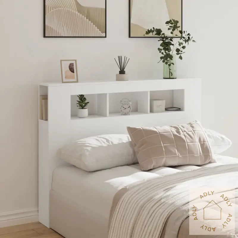 Sengegavl Med Led Hvit 140X18,5X103,5 Cm Konstruert Tre