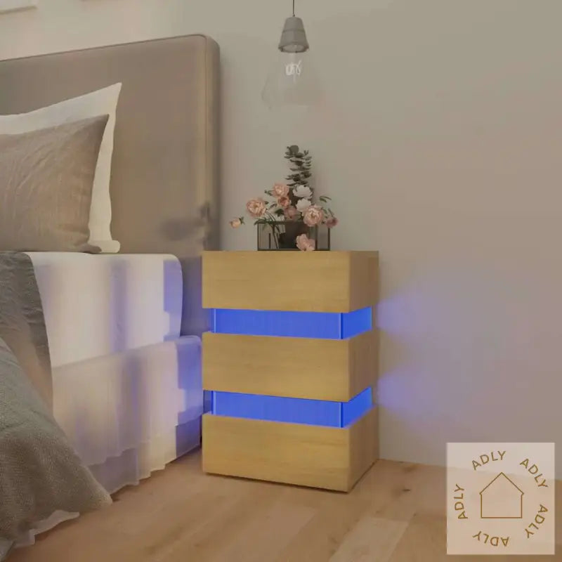 Led-Nattbord Sonoma Eik 45X35X67 Cm Konstruert Tre