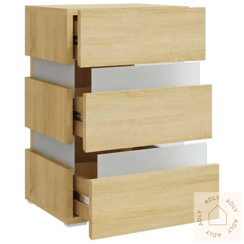 Led-Nattbord Sonoma Eik 45X35X67 Cm Konstruert Tre