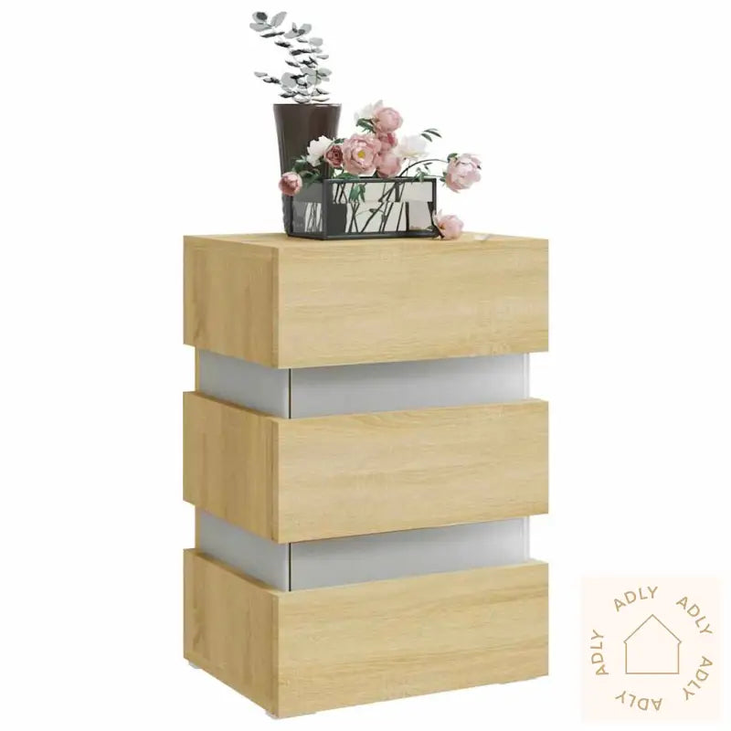 Led-Nattbord Sonoma Eik 45X35X67 Cm Konstruert Tre